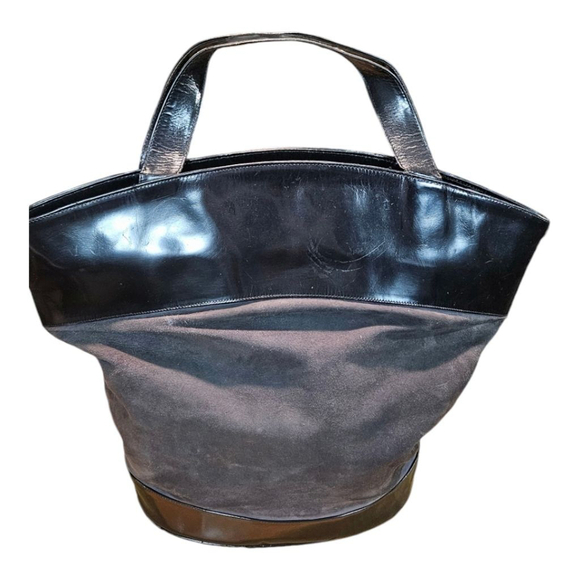 Bally Black & Gray Suede and Leather Satchel Bag - Picture 5 of 14